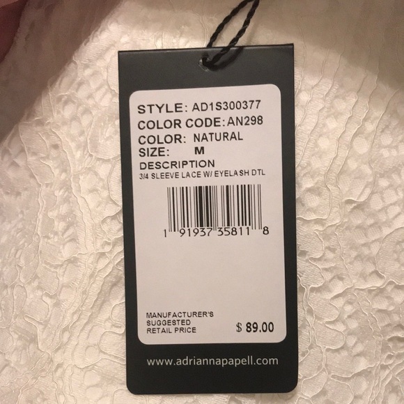 NWT Adrianna Papell White Lace Top Size M - Picture 5 of 8